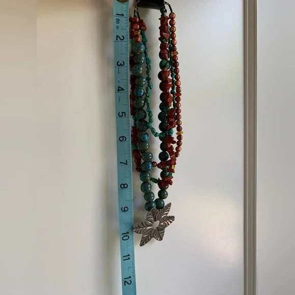 Artisan Multi Strand Turquoise and Pearl Necklace - Picture 7 of 7